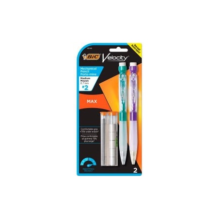 Bic BIC Velocity Max Pencil, 0.7 mm, HB #2.5, Black Lead, Assorted Barrel Colors, 2/Pack MPMX7P21-BK